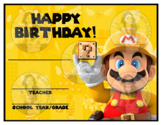 Super Mario Nintendo - Happy Birthday - Birthday Certificate