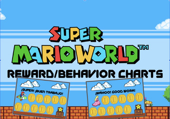 Preview of Super Mario Spanish & English Reward Chart | Behavior Chart