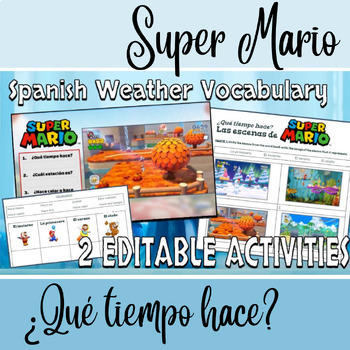 Preview of Super Mario Spanish Reading Weather Vocab  (qué tiempo hace, estaciones, días)