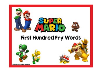 Preview of Super Mario Themed Fry First Hundred Words Card Game and Board Game