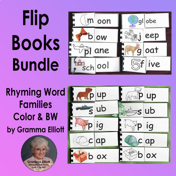 Preview of Rhyming Word Flip Book Bundle of 133 Rhyming Word Families K 1 2 home and school