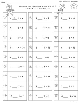 Super Multiplication Worksheets by Teacher's Take-Out | TpT
