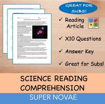 Preview of Super Novae - Reading Passage x 10 Questions - 100% EDITABLE