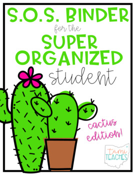Preview of Super Organized Student Take Home Binder System [EDITABLE] CACTUS theme!