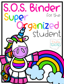 Preview of Super Organized Student Take Home Binder System [EDITABLE] Rainbow Unicorns!