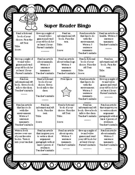 Preview of Super Reader Bingo Board