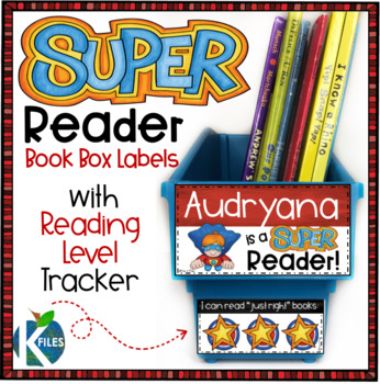 Preview of Super Reader Book Box Label with Reading Level Tracker