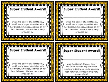 Super Secret Student Award by Jesye Streisel Teachers Pay Teachers