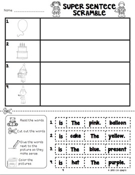 sentence order super sentences by kindergarten boom boom cara gingras