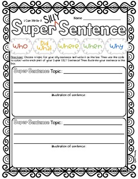 Super Sentence Writing Template for students | TpT