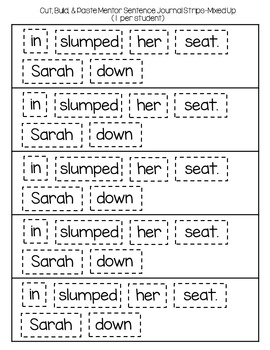 super sentences in a snap mentor sentence printables back to school