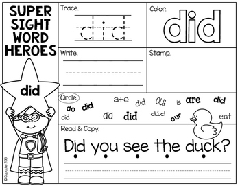 teacher worksheet super reading the A Words Sight by {Primer} Worksheets Cupcake for