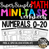 Math Worksheets: Number Worksheets, Numerals 0-20, Number Sense, NO PREP