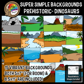 Preview of Simple Backgrounds Clipart | Dinosaurs- Prehistoric Lands | PDF & Boom Cards
