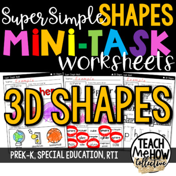 Preview of Super Simple Math: Shape Worksheets, 3D Shapes, NO PREP