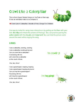 Preview of Super Simple Songs: Crawl Like a Caterpillar Speech Therapy Activity