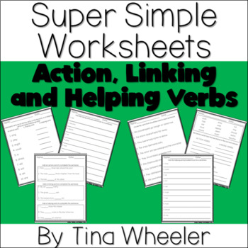 Preview of Super Simple Worksheets ~ Grammar ~ Action, Linking, and Helping Verbs