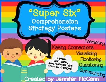 Preview of Super Six Comprehension Strategy Posters for Reading Success