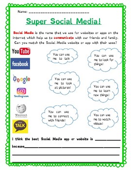 Super Social Media!: A media literacy worksheet by Ms SingstotheMoon