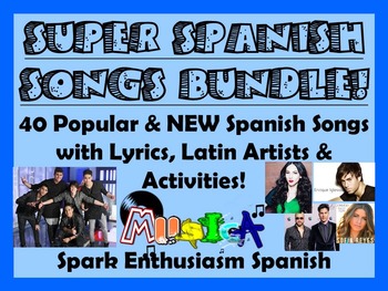 Preview of Super Spanish Songs Bundle for All Levels of Spanish classes