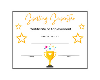 Preview of Super Speller Award Certificate Any Grade Student Honors 8.5" x 11" Spelling
