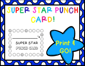 Super Star Punch Card! by Happy Kid Print