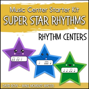Preview of Music Center Starter - Super Star Rhythm Practice & Task Cards