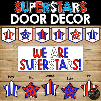 Preview of Patriotic Door Display | Bulletin Board Décor | EDITABLE | July 4th | Superstars