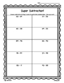 Super Subtraction! 2 and 3 digit subtraction--leveled prac