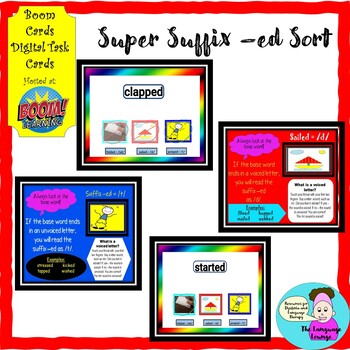 Preview of Super Suffix -ed Sort BOOM Cards Digital Task Cards