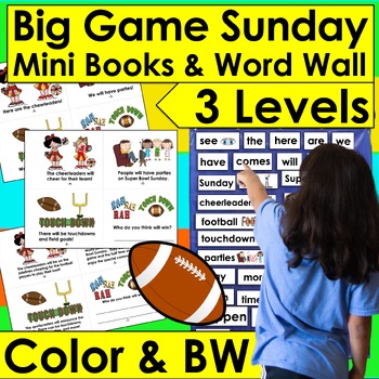 Football Mini Books Updated Big Game 2022 - 3 Levels & Illustrated Word Wall