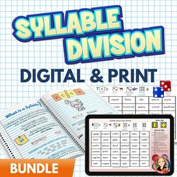 Preview of Syllable Division Rules Bundle Print and Digital Resources