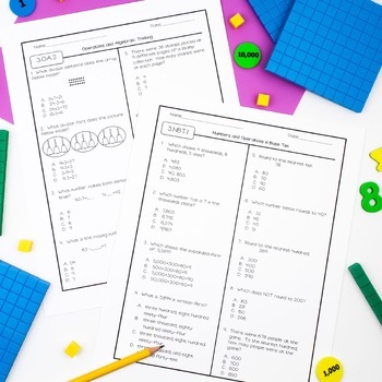 Third Grade Math Test Prep - Weekly Multiple Choice Tests