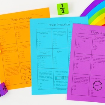 Third Grade Math Test Prep - Weekly Multiple Choice Tests - Editable