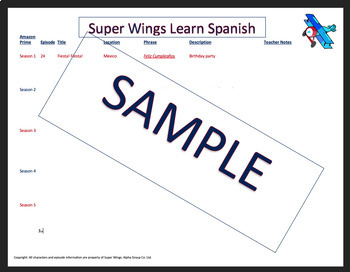 Preview of Super Wings Catalog of Spanish Episodes on Amazon Prime