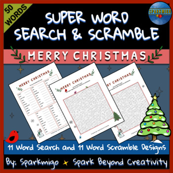 Preview of Super Word Search & Scramble Puzzles - Merry Christmas Giant Puzzle Activity