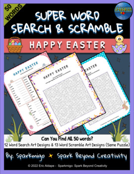 Preview of Super Word Search and Scramble - Happy Easter Giant Puzzle Challenge Activity