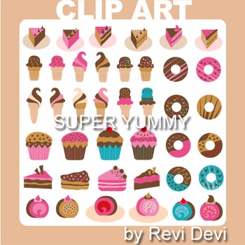Preview of Dessert clip art - Ice cream, cakes, donuts