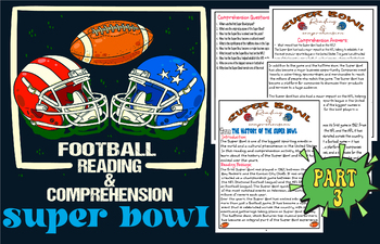 Preview of Super bowl reading comprehension for 10th to 12th grade students Part 3 Football