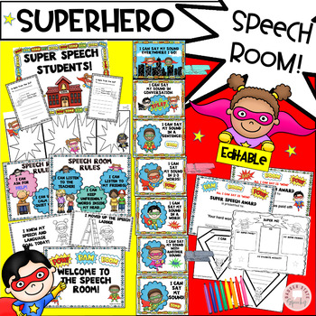 Preview of Super hero Speech Ladder EDITABLE Classroom Room Decor