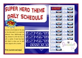Super hero schedule timetable back to school cards
