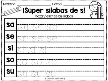 Súper sílabas – Spanish phonics activities for sa, se, si, so, su