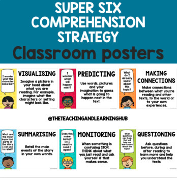 Super Six Reading Comprehension Strategies Classroom Posters Tpt