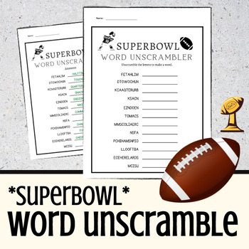 Free Printable Super Bowl Word Scramble Game