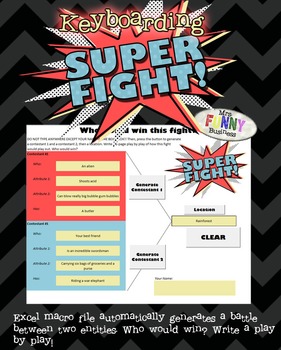 Preview of SuperFight Icebreaker Creative Writing or Keyboarding Game