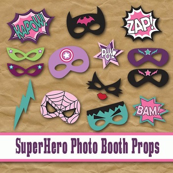 Preview of SuperHero Girls Photo Booth Props and Decorations - Printable