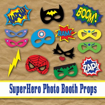 Preview of SuperHero Photo Booth Props and Decorations - Printable