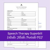 Superbill Template PDF for Speech Therapists - Editable | 