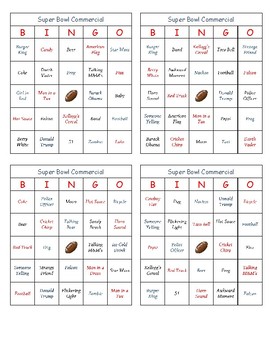 Super Bowl Bingo - WordMint