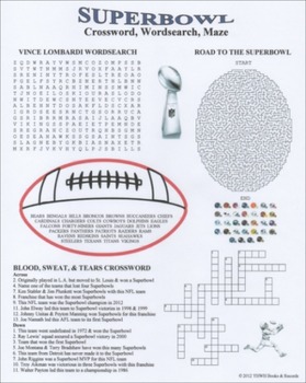 Preview of Superbowl Crossword Word Search Maze